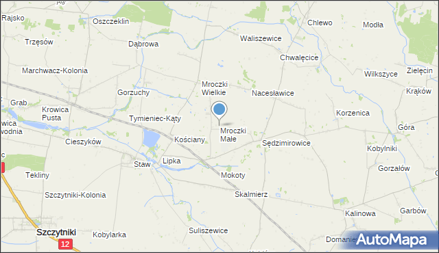 mapa Mroczki Małe, Mroczki Małe gmina Błaszki na mapie Targeo